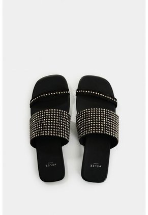 Sandalia Plana De Cuero Para Mujer Wave Sandalia Plana De Cuero Para Mujer Wave Negro 37 VÉLEZ