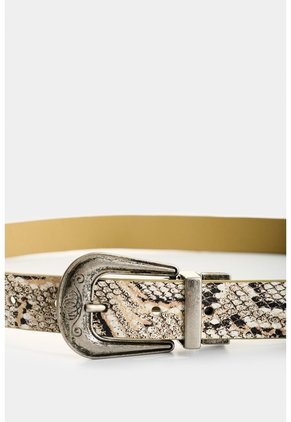 Cinturón Acarí Doble Faz En Cuero De Textura Serpiente Para Mujer Cinturón Acarí Doble Faz En Cuero De Textura Serpiente Para Mujer Beige L VÉLEZ