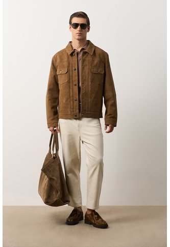 Chaqueta Zambeze De Gamuza Para Hombre Cuello Camisero Chaqueta Zambeze De Gamuza Para Hombre Cuello Camisero Tabaco M VÉLEZ Vélez