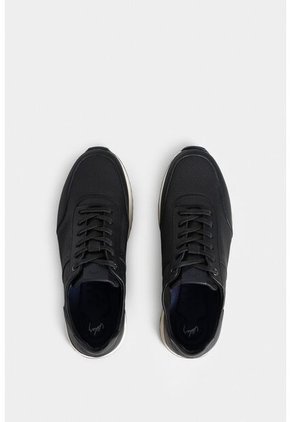 Tenis Vuelos De Cuero Para Hombre Combinación De Texturas Tenis Vuelos De Cuero Para Hombre Combinación De Texturas Negro 41 VÉLEZ
