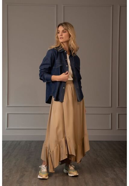 Camisa Manga Larga Lirio En Denim Para Mujer Cuello Camisero Camisa Manga Larga Lirio En Denim Para Mujer Cuello Camisero Azul M Vélez