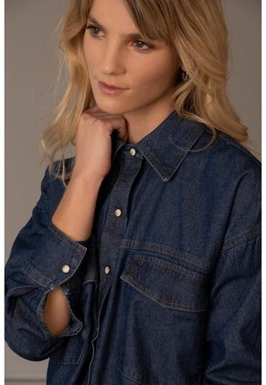 Camisa Manga Larga Lirio En Denim Para Mujer Cuello Camisero Camisa Manga Larga Lirio En Denim Para Mujer Cuello Camisero Azul M Vélez