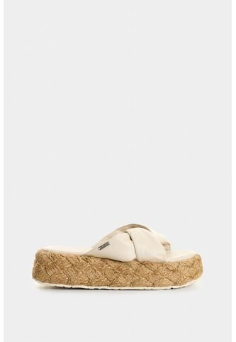 Sandalia Plataforma De Cuero Y Yute Para Mujer Ivory Sandalia Plataforma De Cuero Y Yute Para Mujer Ivory Blanco 40 VÉLEZ Vélez