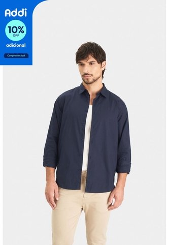 Camisa En Popelina Para Hombre Semifitted Camisa En Popelina Para Hombre Semifitted Azul Oscuro XXL VÉLEZ Vélez