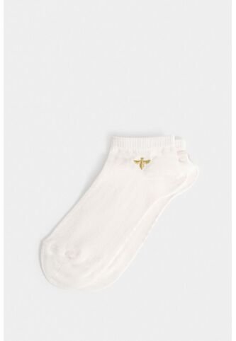 Calcetines Kalahari Para Mujer Tobillero Bordado De Abeja Calcetines Kalahari Para Mujer Tobillero Bordado De Abeja Crema XS VÉLEZ Vélez