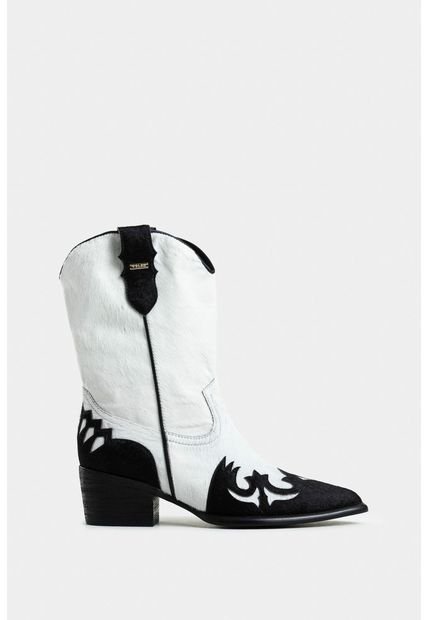 Botines Caña Media Dino De Cuero Pelo Para Mujer Detalles Perforados Botines Caña Media Dino De Cuero Pelo Para Mujer Detalles Perforados Blanco 38 Vélez