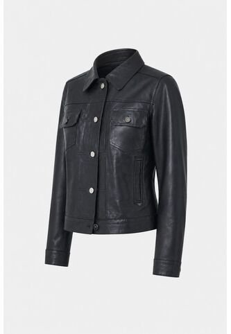 Chaqueta Kalaha De Cuero Para Mujer Silueta Trucker Chaqueta Kalaha De Cuero Para Mujer Silueta Trucker Negro M VÉLEZ Vélez