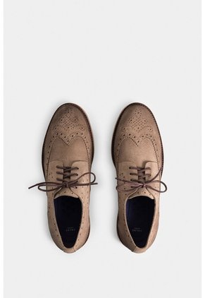Zapatos De Cordón Alessio De Cuero Gamuza Para Hombre Efecto Escribiente Zapatos De Cordón Alessio De Cuero Gamuza Para Hombre Efecto Escribiente Arena 45 VÉLEZ