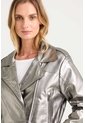 Chaqueta Biker Thaila De Cuero Para Mujer Acabado Metalizado Chaqueta Biker Thaila De Cuero Para Mujer Acabado Metalizado Plata L VÉLEZ de Vélez