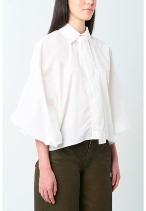 Camisa Maga Larga Silueta Globo Para Mujer Cleo Camisa Maga Larga Silueta Globo Para Mujer Cleo Crema XS VÉLEZ