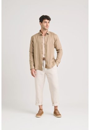 Camisa Manga Larga En Lino Para Hombre Silueta Semi Ajustada Camisa Manga Larga En Lino Para Hombre Silueta Semi Ajustada Tabaco XXL VÉLEZ