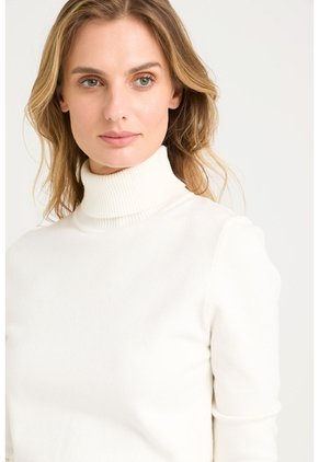 Sweater Tejido Básico Maqui Para Mujer Cuello Tortuga Sweater Tejido Básico Maqui Para Mujer Cuello Tortuga Crema M VÉLEZ