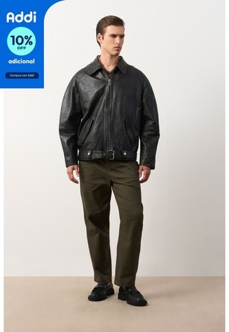 Chaqueta Bomber Oversized De Cuero Para Hombre Tierra Chaqueta Bomber Oversized De Cuero Para Hombre Tierra Cafe XXXL VÉLEZ Vélez