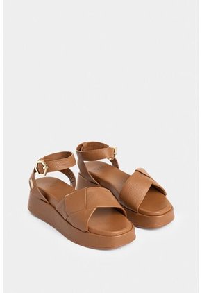 Sandalia Plataforma Tulipan De Cuero Para Mujer Amarre Al Tobillo Sandalia Plataforma Tulipan De Cuero Para Mujer Amarre Al Tobillo Miel 37 Vélez