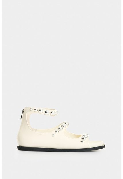 Sandalia Plana En Cuero Con Taches Para Mujer Luzia Sandalia Plana En Cuero Con Taches Para Mujer Luzia Crema 36 VÉLEZ