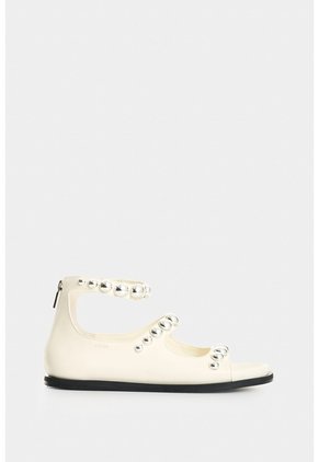 Sandalia Plana En Cuero Con Taches Para Mujer Luzia Sandalia Plana En Cuero Con Taches Para Mujer Luzia Crema 36 VÉLEZ
