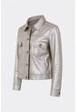 Chaqueta Trucker De Cuero Gamuzado Para Mujer Glass Chaqueta Trucker De Cuero Gamuzado Para Mujer Glass Plata L VÉLEZ de Vélez
