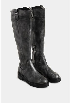 Botas Tulipan De Cuero Brush Off Para Mujer Efecto Metalizado Botas Tulipan De Cuero Brush Off Para Mujer Efecto Metalizado Gris 41 VÉLEZ