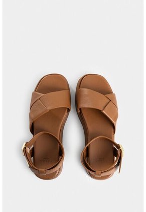 Sandalia Plataforma Tulipan De Cuero Para Mujer Amarre Al Tobillo Sandalia Plataforma Tulipan De Cuero Para Mujer Amarre Al Tobillo Miel 37 Vélez