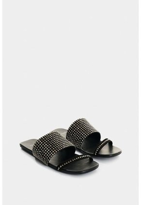 Sandalia Plana De Cuero Para Mujer Wave Sandalia Plana De Cuero Para Mujer Wave Negro 39 VÉLEZ