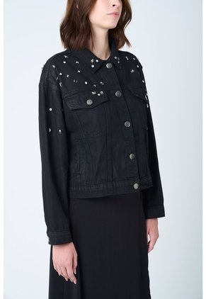 Chaqueta Black Para Mujer Silueta Trucker Chaqueta Black Para Mujer Silueta Trucker Negro XS VÉLEZ