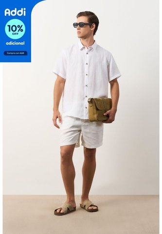 Camisa En Lino Manga Corta Siena Para Hombre Camisa En Lino Manga Corta Siena Para Hombre Blanco XS VÉLEZ Vélez