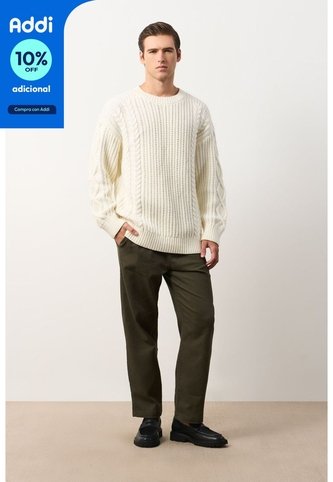 Sweater Tejido Para Hombre Raices Sweater Tejido Para Hombre Raices Crema S VÉLEZ Vélez