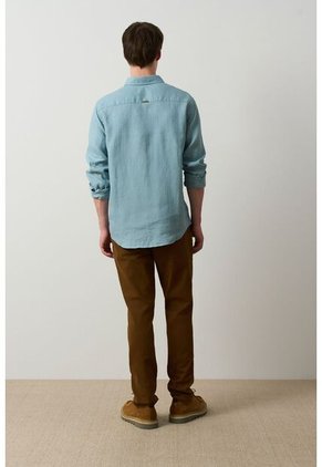 Camisa Manga Larga Semi Fitted Para Hombre Roma Camisa Manga Larga Semi Fitted Para Hombre Roma Azul Aguamarina L VÉLEZ