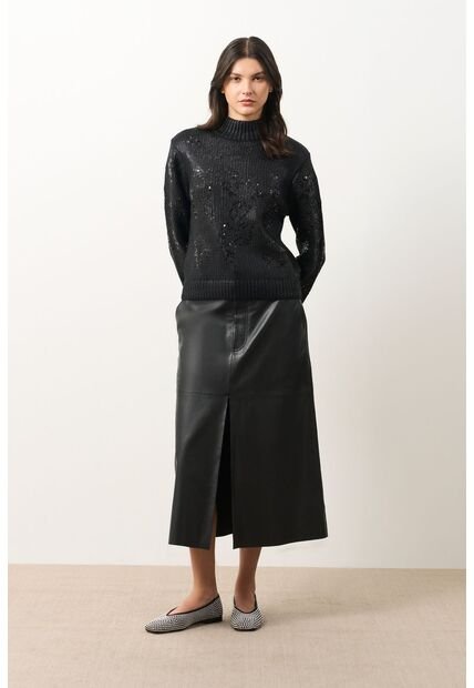 Sweater Tejido De Cuello Alto Para Mujer Nacarina Sweater Tejido De Cuello Alto Para Mujer Nacarina Negro M VÉLEZ
