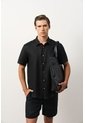 Camisa En Lino Manga Corta Siena Para Hombre Camisa En Lino Manga Corta Siena Para Hombre Negro XS VÉLEZ de Vélez