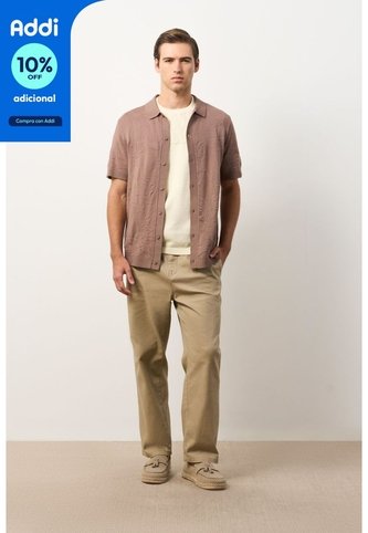 Camisa Manga Corta Tejida Para Hombre Ikal Camisa Manga Corta Tejida Para Hombre Ikal Tabaco XXL VÉLEZ Vélez