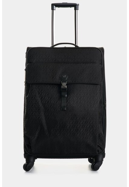 Maleta De Viaje Bloom En Jacquard Para Mujer Apliques Cuero Maleta De Viaje Bloom En Jacquard Para Mujer Apliques Cuero Negro VÉLEZ