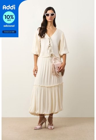 Camisa Kusa Con Efecto Satinado Para Mujer Camisa Kusa Con Efecto Satinado Para Mujer Crema S VÉLEZ Vélez