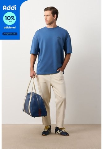 Camiseta Relaxed Fit Para Hombre Camiseta Relaxed Fit Para Hombre Azul XL VÉLEZ Vélez