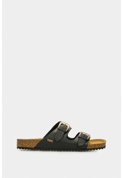 Sandalia Plana Pilos De Cuero Para Mujer Suela Corcho Sandalia Plana Pilos De Cuero Para Mujer Suela Corcho Negro 38 VÉLEZ