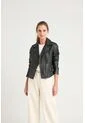 Chaqueta Biker De Cuero Para Mujer Charreteras Negro Chaqueta Biker De Cuero Para Mujer Charreteras Negro VÉLEZ de Vélez