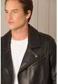Chaqueta Biker De Cuero Para Hombre Silueta Clásica Chaqueta Biker De Cuero Para Hombre Silueta Clásica Negro XX Vélez de Vélez