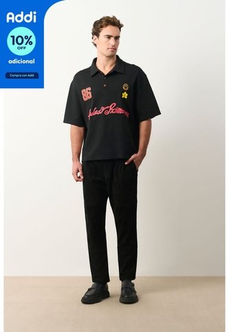 Polo Cropped En Algodón Para Hombre Primavera Polo Cropped En Algodón Para Hombre Primavera Negro XXL VÉLEZ Vélez
