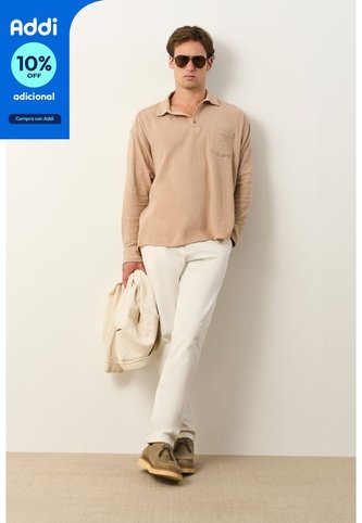 Camisa Semi-fitted Manga Larga Para Hombre Memoria Camisa Semi-fitted Manga Larga Para Hombre Memoria Tabaco XS VÉLEZ Vélez