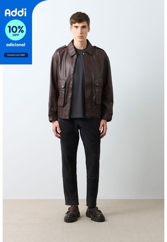 Chaqueta Bomber De Cuero Para Hombre Meridian Chaqueta Bomber De Cuero Para Hombre Meridian Cafe XXXL VÉLEZ Vélez