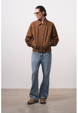 Chaqueta Bomber En Gamuza Croco Para Hombre Chaqueta Bomber En Gamuza Croco Para Hombre Cafe M VÉLEZ Vélez