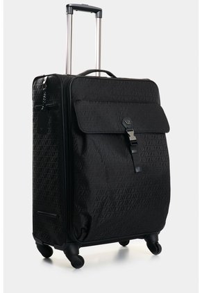 Maleta De Viaje Bloom En Jacquard Para Mujer Apliques Cuero Maleta De Viaje Bloom En Jacquard Para Mujer Apliques Cuero Negro VÉLEZ