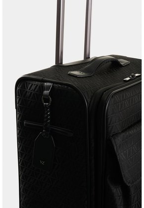 Maleta De Viaje Bloom En Jacquard Para Mujer Apliques Cuero Maleta De Viaje Bloom En Jacquard Para Mujer Apliques Cuero Negro VÉLEZ