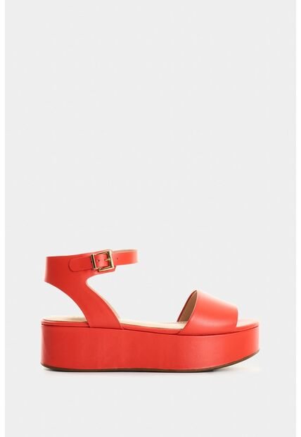 Sandalia Plataforma De Cuero Para Mujer Soren Sandalia Plataforma De Cuero Para Mujer Soren Rojo 36 VÉLEZ