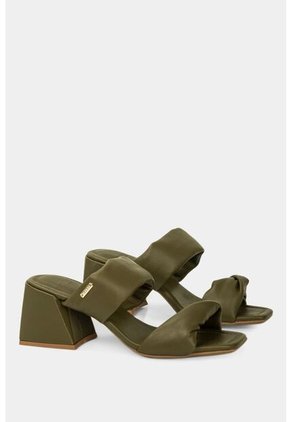 Sandalia Tacón Mont Blanc De Cuero Para Mujer Capellada Abullonada Verde Sandalia Tacón Mont Blanc De Cuero Para Mujer Capellada Abullonada Verde 37 Vélez