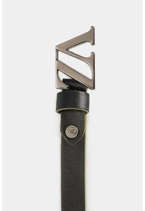 Cinturón Unifaz Monograma De Cuero Para Mujer Chapa VZ Cinturón Unifaz Monograma De Cuero Para Mujer Chapa VZ Negro L VÉLEZ
