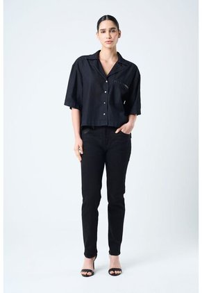 Camisa Clark Para Mujer Cropped Camisa Clark Para Mujer Cropped Azul Oscuro S VÉLEZ