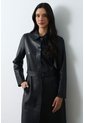 Trench Coat Manga Larga De Cuero Para Mujer Aura Trench Coat Manga Larga De Cuero Para Mujer Aura Negro XL VÉLEZ de Vélez