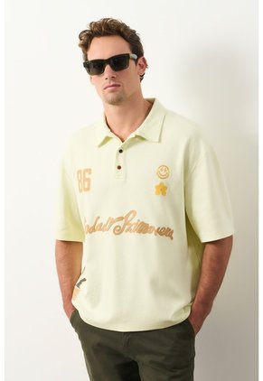 Polo Cropped En Algodón Para Hombre Primavera Polo Cropped En Algodón Para Hombre Primavera Amarillo Limon S VÉLEZ