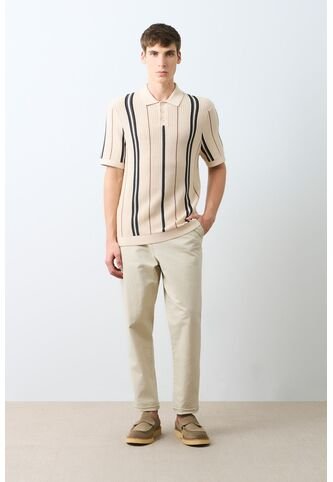 Polo Manga Corta Tejida Para Hombre Espectral Polo Manga Corta Tejida Para Hombre Espectral Crema M VÉLEZ Vélez